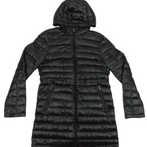 Donna Karan DKNY Quilted Down Hooded Full Zip Puffer Coat Jacket M